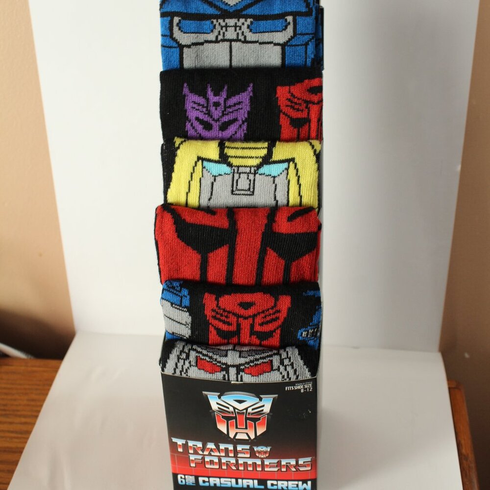 Transformers 6 Pack of Men’s Casual Crew Socks Size 8-12
